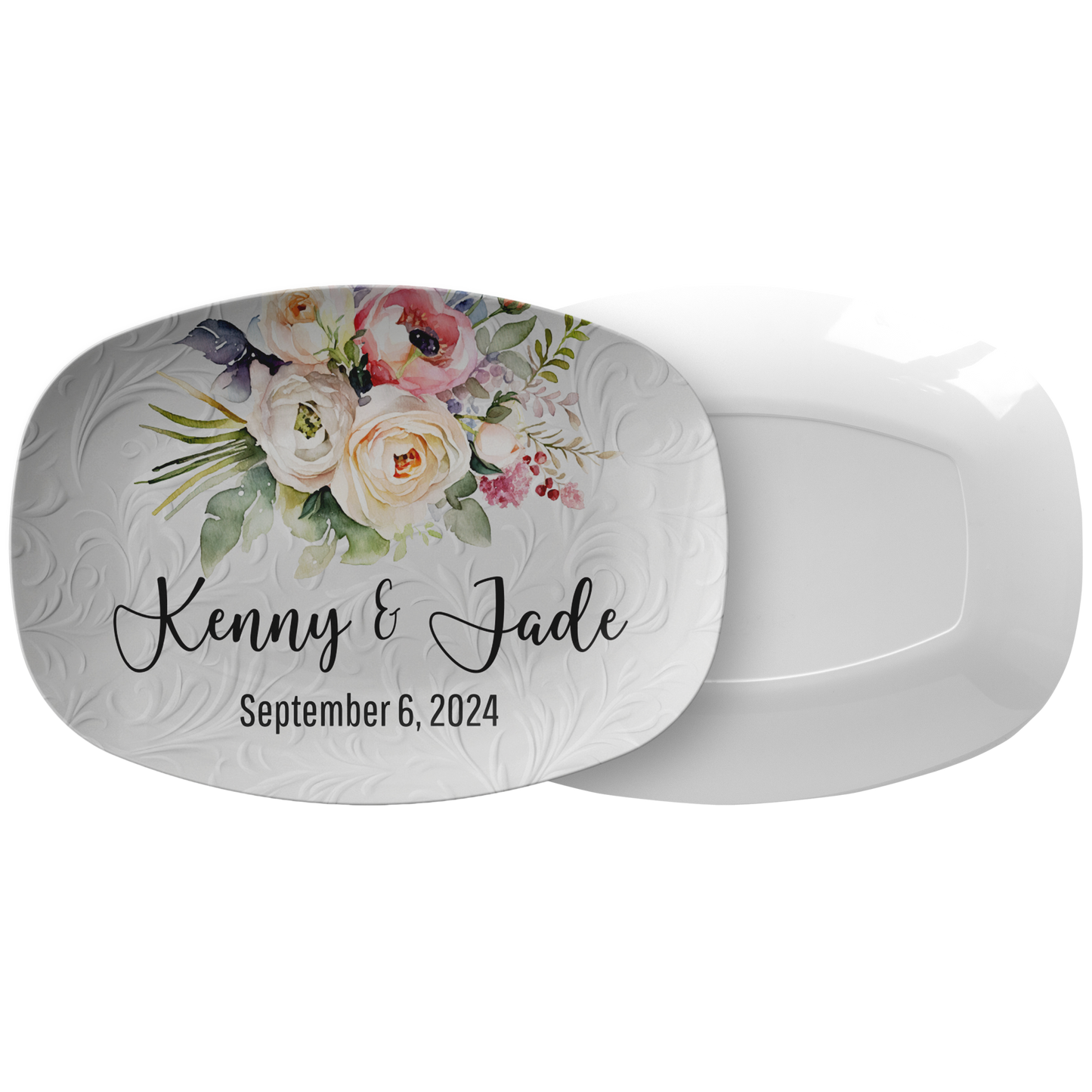 White Wedding Names Personalized Serving Platter