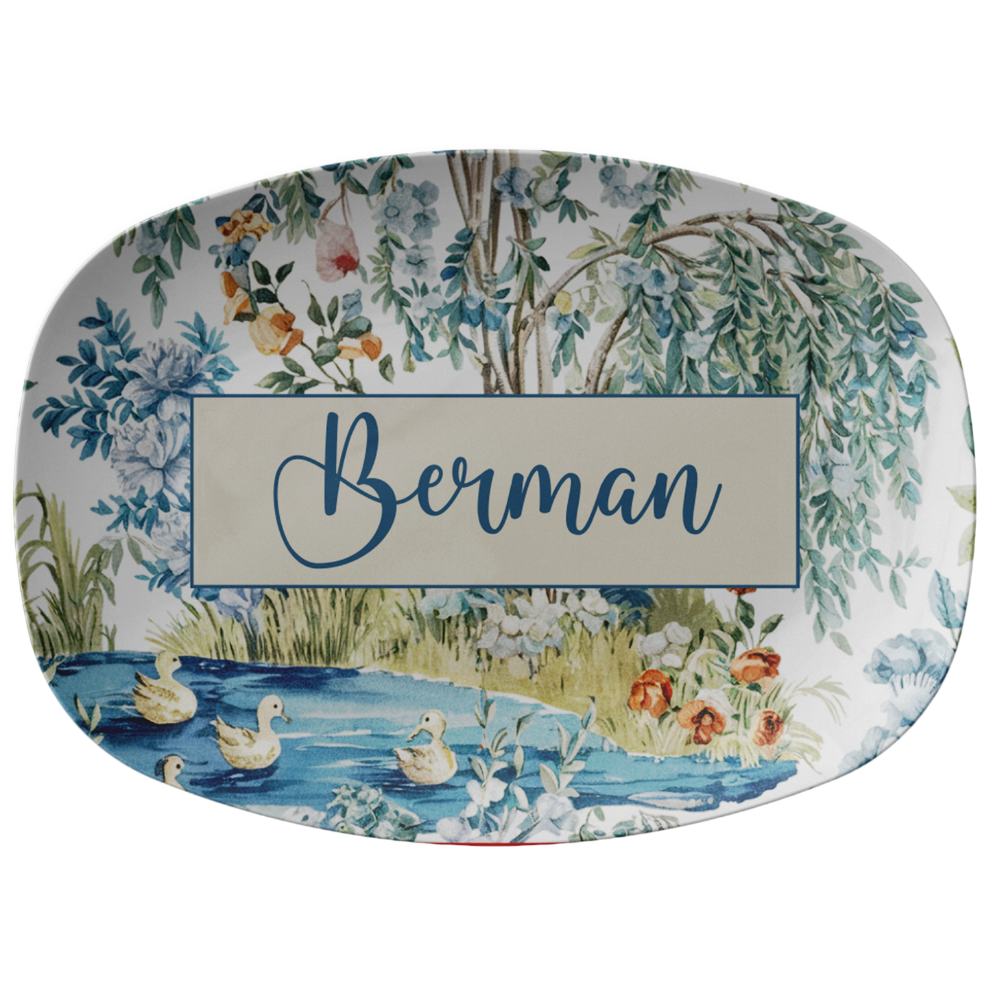 Blue Willow Tree Personalized Platter