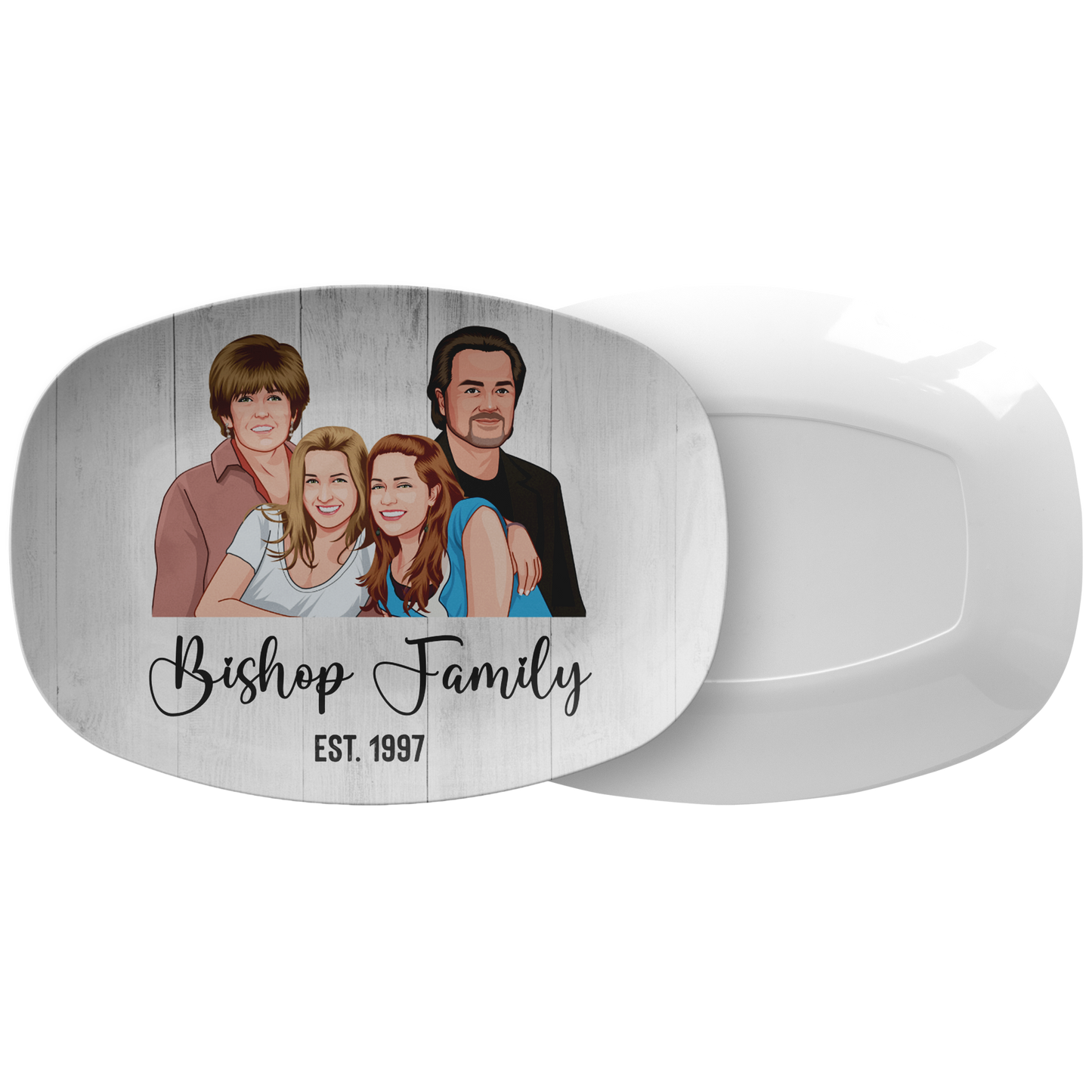 Family Cartoon Portrait Personalized Serving Platter