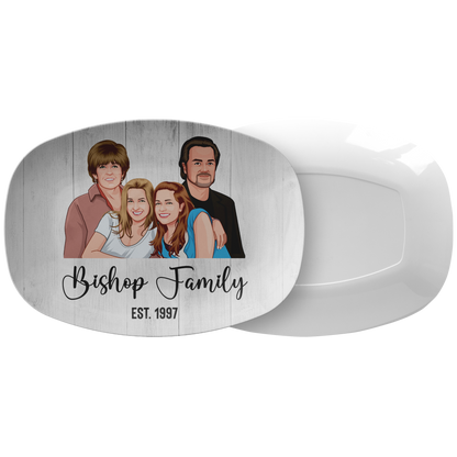 Family Cartoon Portrait Personalized Serving Platter