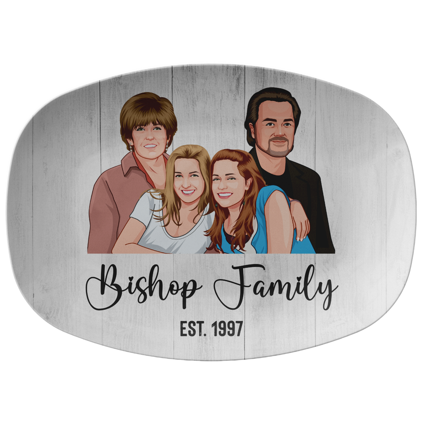 Family Cartoon Portrait Personalized Serving Platter