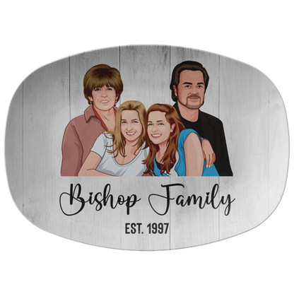 Family Cartoon Portrait Personalized Serving Platter