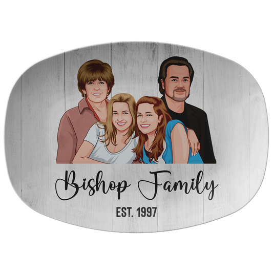 Family Cartoon Portrait Personalized Serving Platter