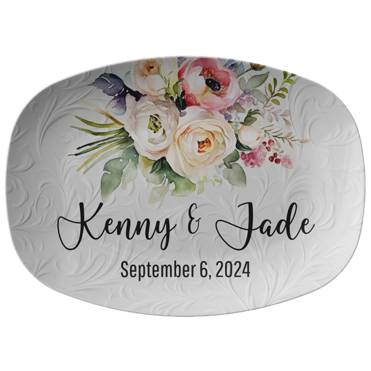 White Wedding Names Personalized Serving Platter