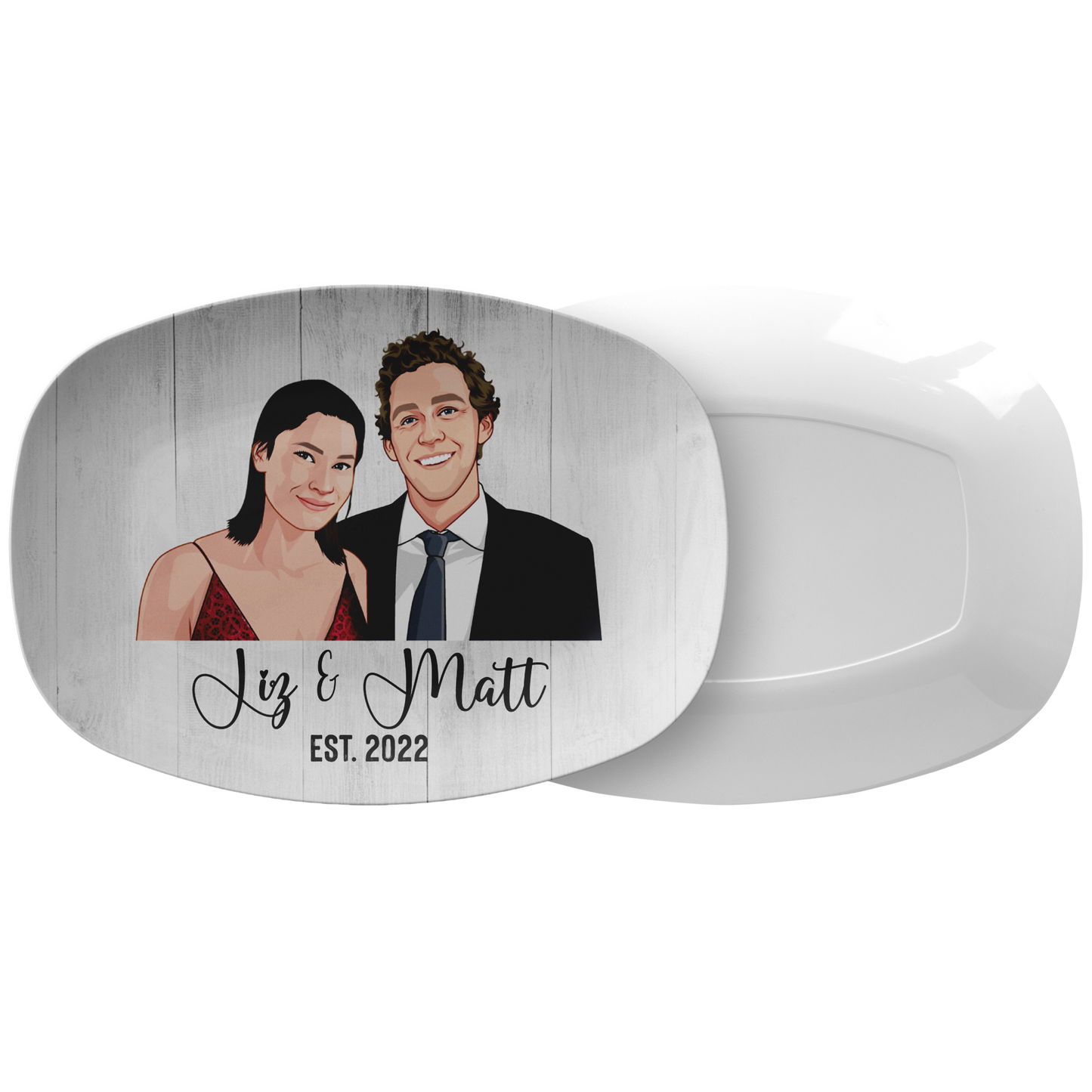 Couple Cartoon Personalized Serving Platter