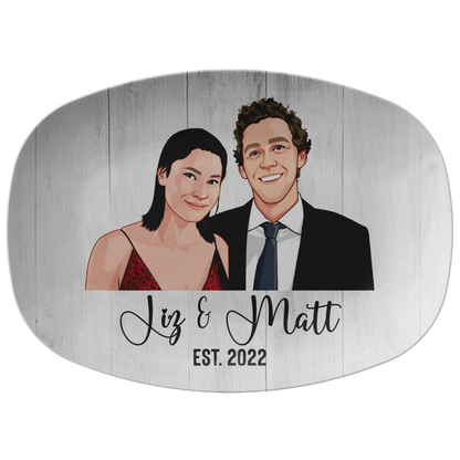 Couple Cartoon Personalized Serving Platter