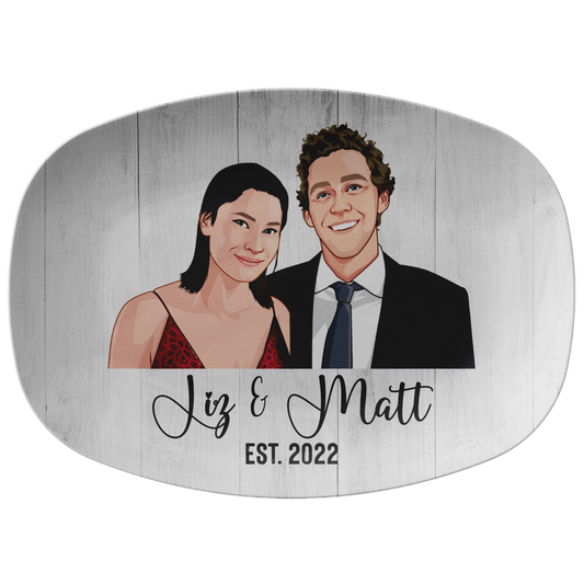 Couple Cartoon Personalized Serving Platter