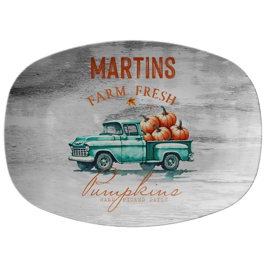 Halloween Farm Truck with Pumpkins Personalized Serving Platter