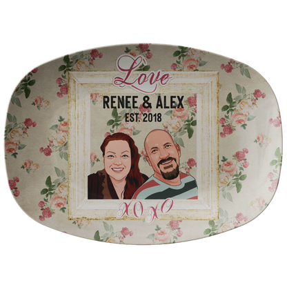 Custom Couple Cartoon Drawing Personalized Serving Platter