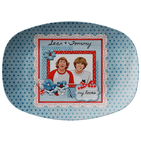 Blue Polka Dot Family Personalized Serving Platter