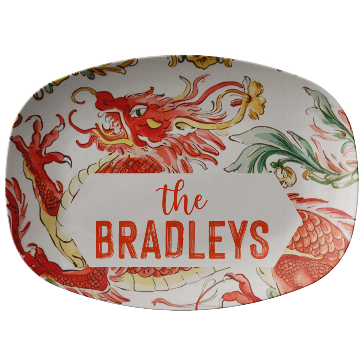 Meissen Ming Dragon Red Personalized Serving Platter